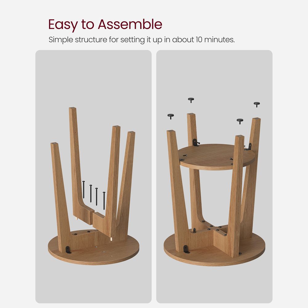 Small Round End Table – Lower Shelf – Space-Saving Side Table