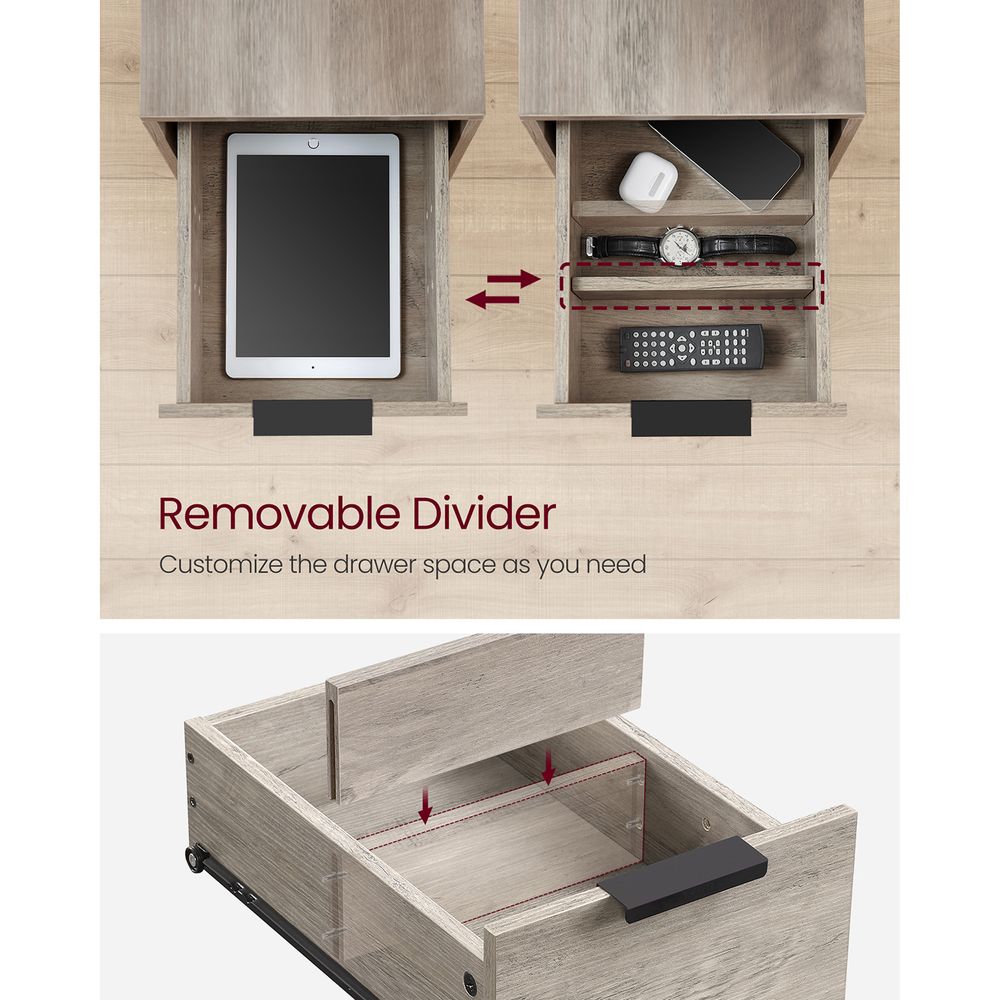 End Table - Narrow - Charging Station - 2 Drawers - USB Outlets