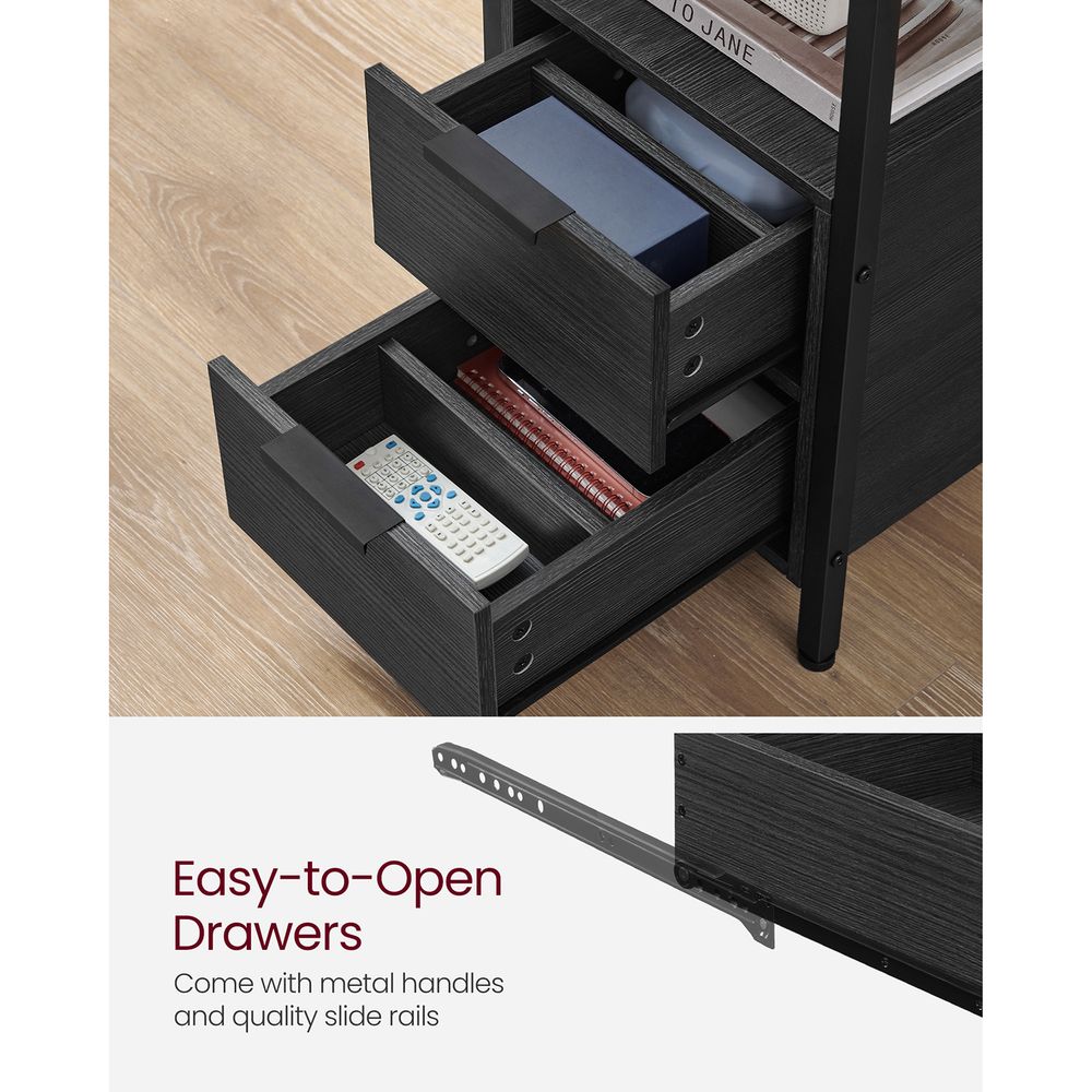 End Table - Narrow - Charging Station - 2 Drawers - USB Outlets