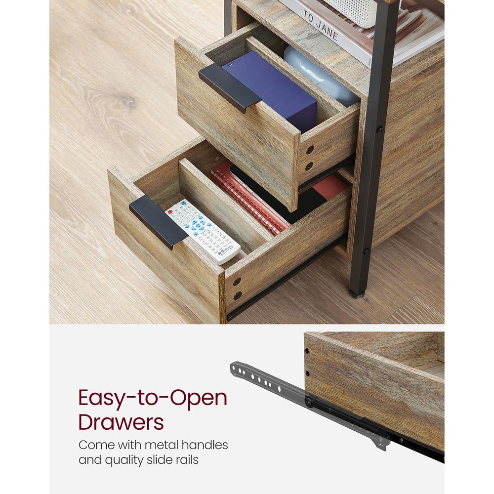 End Table - Narrow - Charging Station - 2 Drawers - USB Outlets