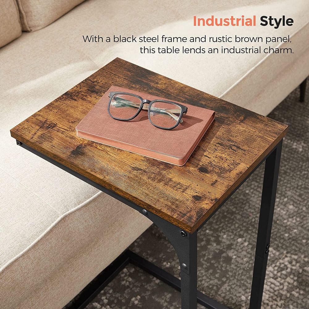 C-Shaped End Table - Slim Side Table - For Sofa Or Bed