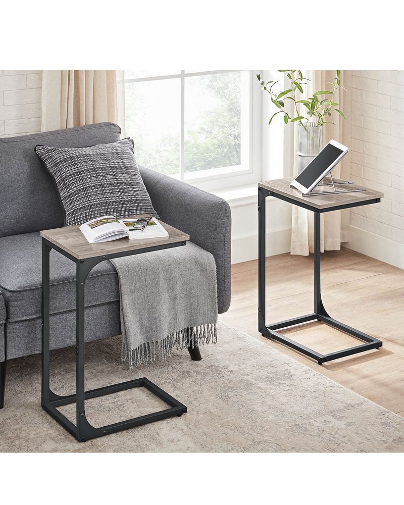 C-Shaped End Table - Slim Side Table - For Sofa Or Bed