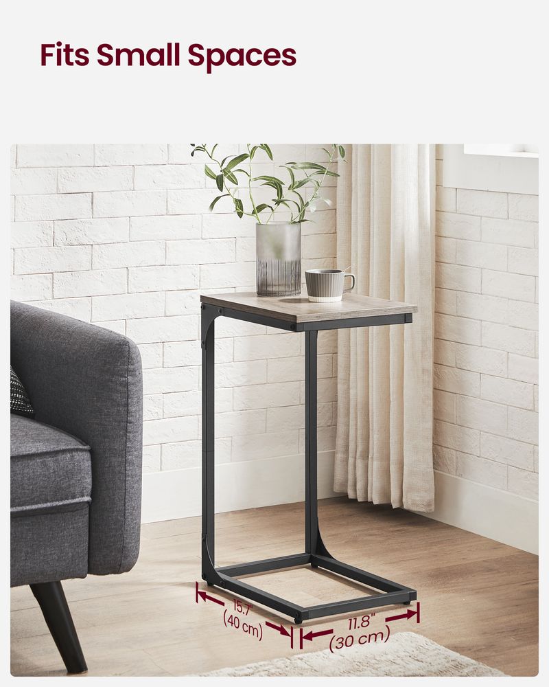 C-Shaped End Table - Slim Side Table - For Sofa Or Bed