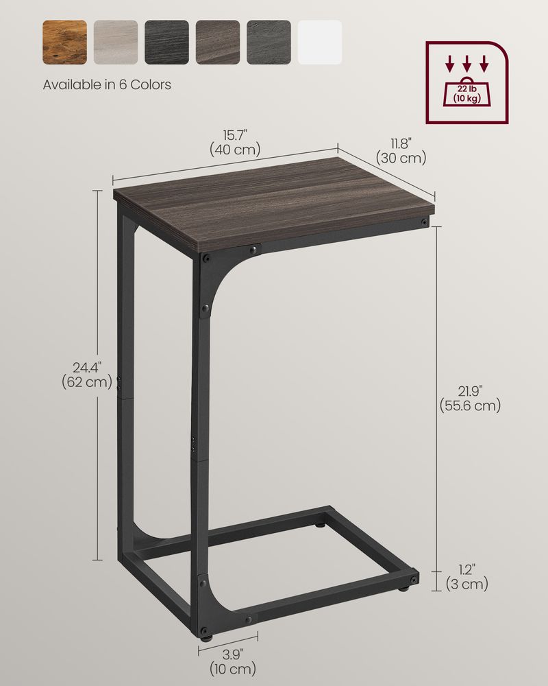 C-Shaped End Table - Slim Side Table - For Sofa Or Bed