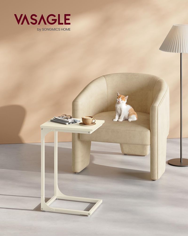 C-Shaped End Table - Slim Side Table - For Sofa Or Bed