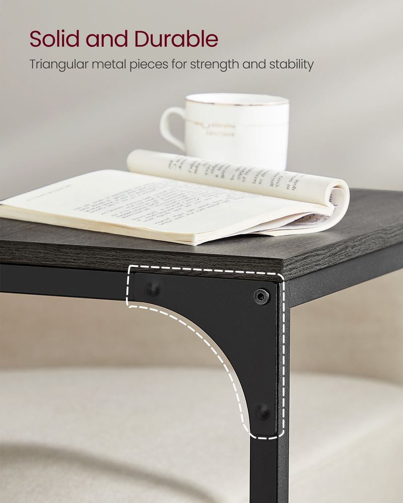 C-Shaped End Table - Metal Frame - Slim Side Table For Sofa