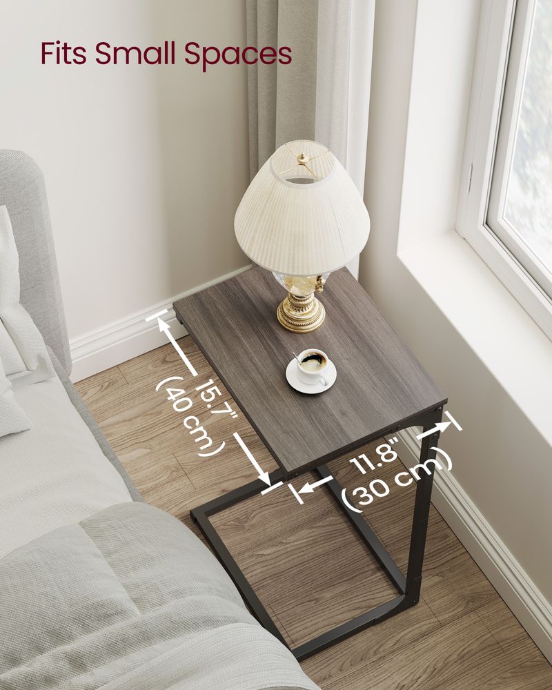C-Shaped End Table - Metal Frame - Slim Side Table For Sofa