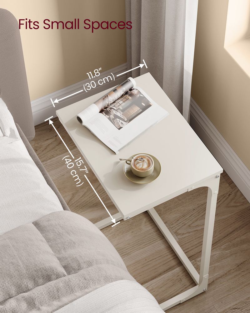 C-Shaped End Table - Metal Frame - Slim Side Table For Sofa