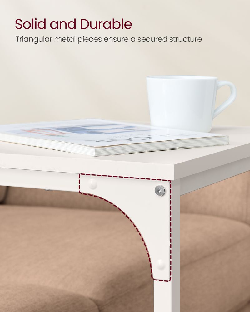 C-Shaped End Table - Metal Frame - Slim Side Table For Sofa