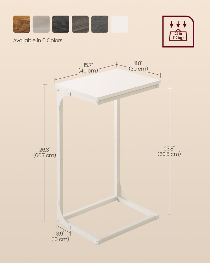 C-Shaped End Table - Metal Frame - Slim Side Table For Sofa