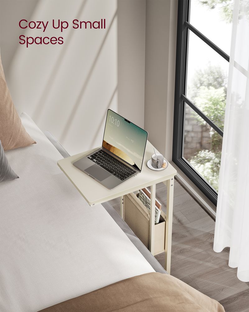 C-Shaped Side Table - With Wheels - Slim Sofa And Bed Table