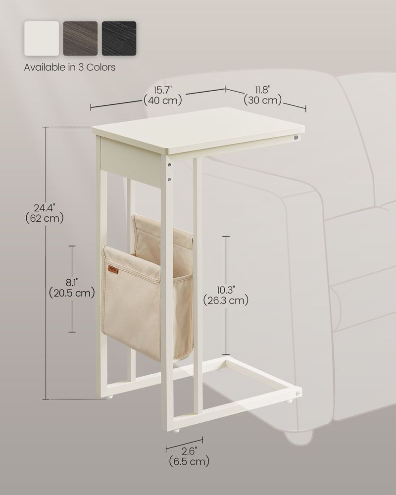 C-Shaped Side Table - With Wheels - Slim Sofa And Bed Table