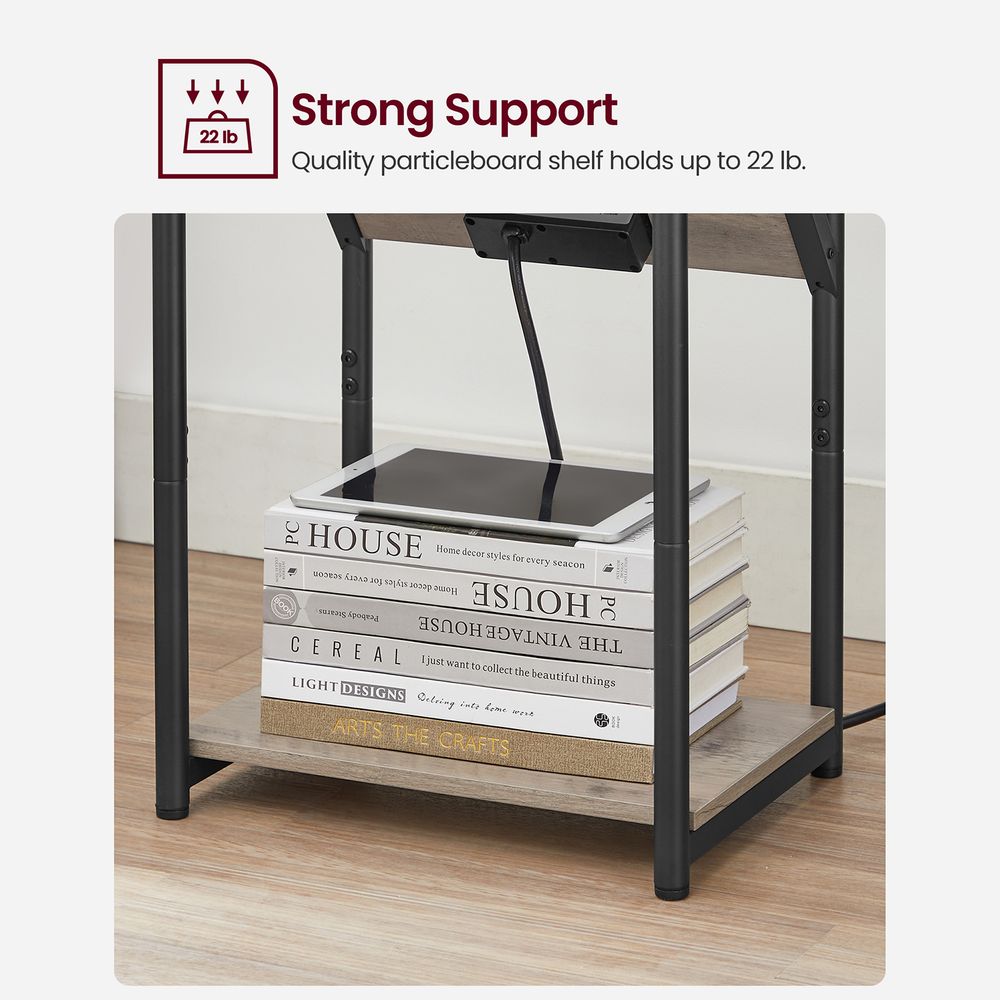 End Table - Charging Station With USB Outlets - Storage Shelf