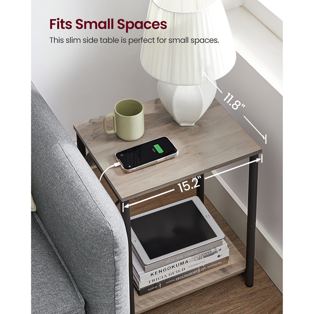 End Table - Charging Station With USB Outlets - Storage Shelf