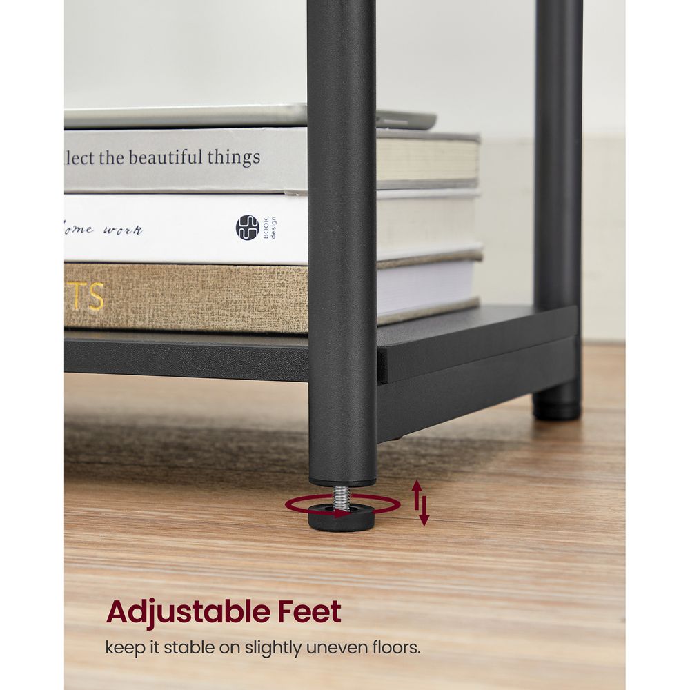 End Table With Charging Station – Storage Shelf – Slim Space-Saving Design