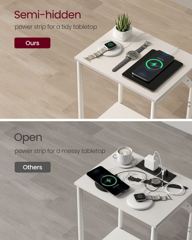 End Table - Charging Station With USB Outlets - Storage Shelf