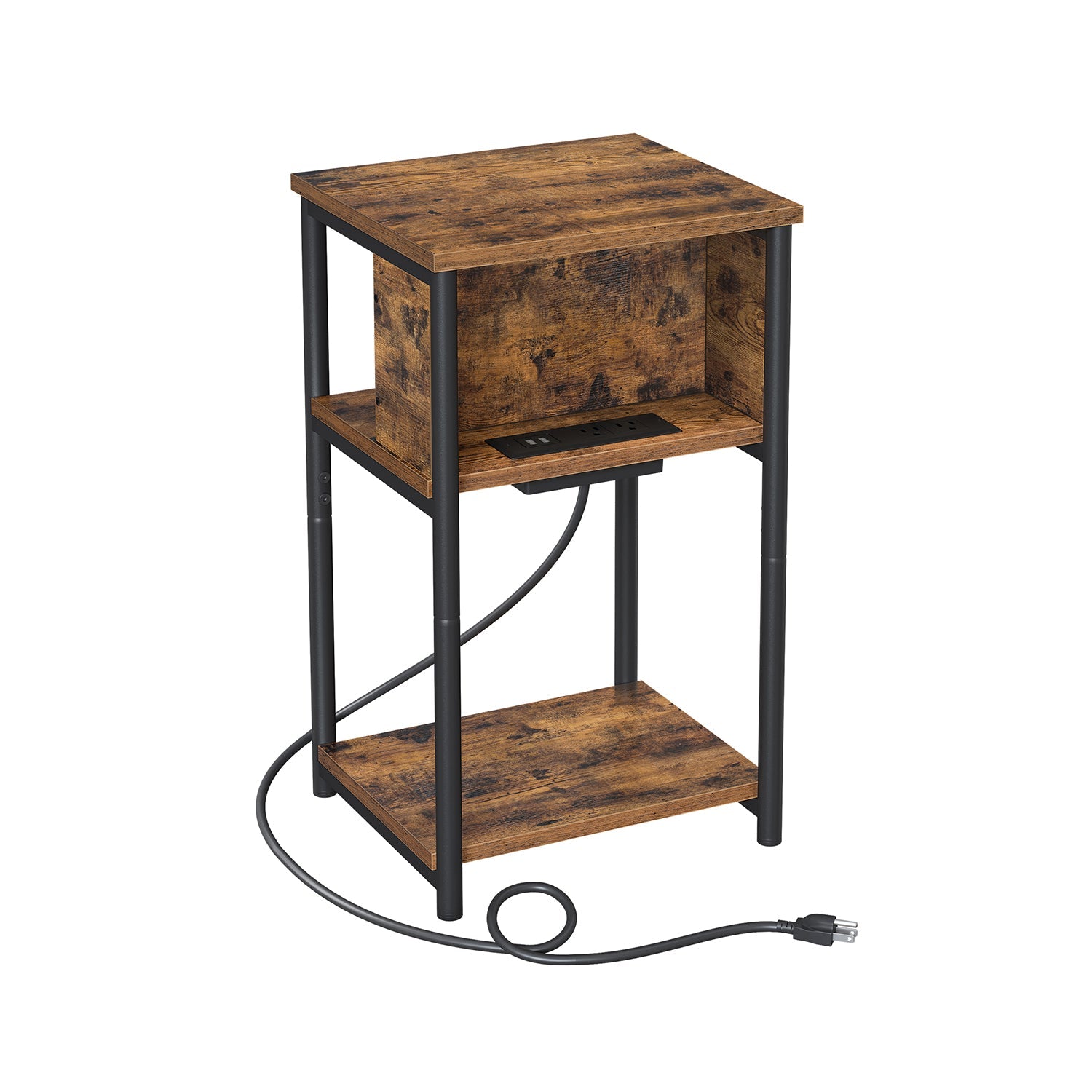 End Table - 3 Tier - USB Ports And Outlets - Slim Design