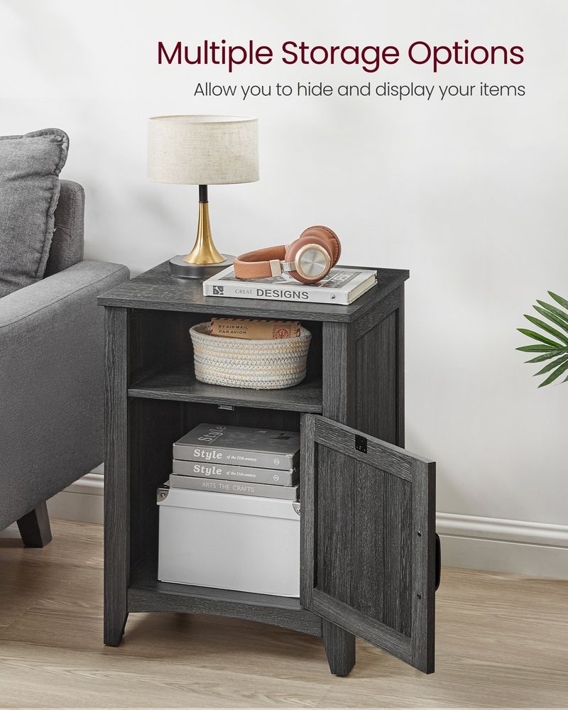 Farmhouse Nightstand With Barn Door Bedside Table With Storage