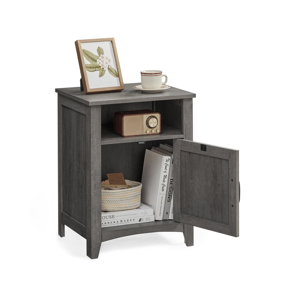 Farmhouse Nightstand With Barn Door Bedside Table With Storage