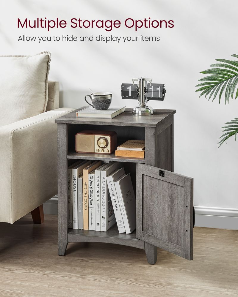 Farmhouse Nightstand With Barn Door Bedside Table With Storage