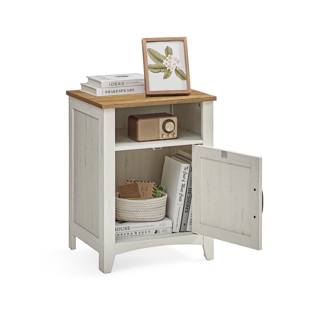 Farmhouse Nightstand With Barn Door Bedside Table With Storage