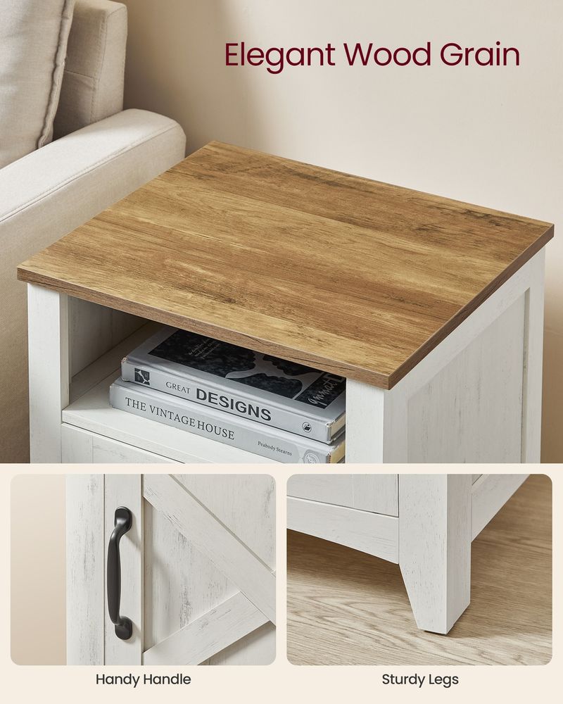 Farmhouse Nightstand With Barn Door Bedside Table With Storage