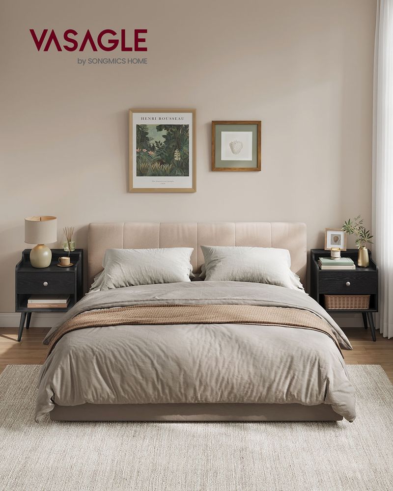 Bedside Tables Set of 2 With Hidden Drawers Storage Nightstands