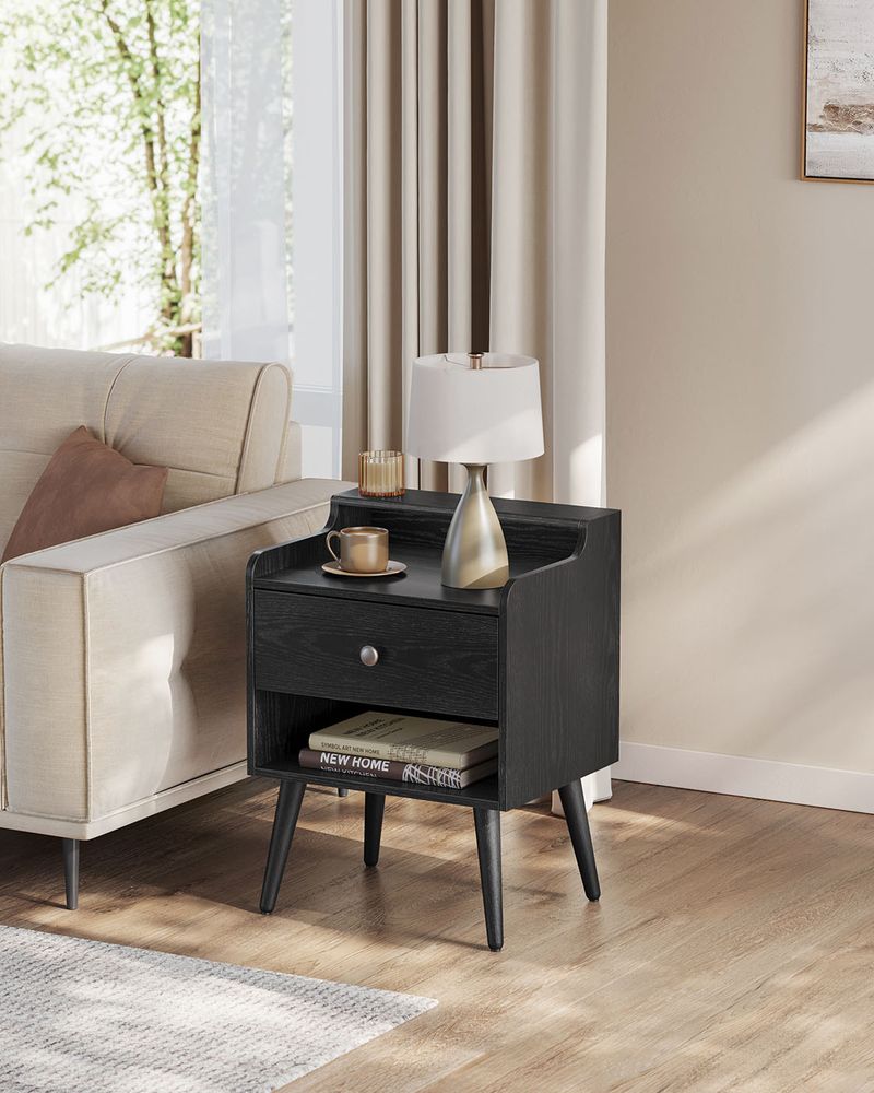 Bedside Tables Set of 2 With Hidden Drawers Storage Nightstands