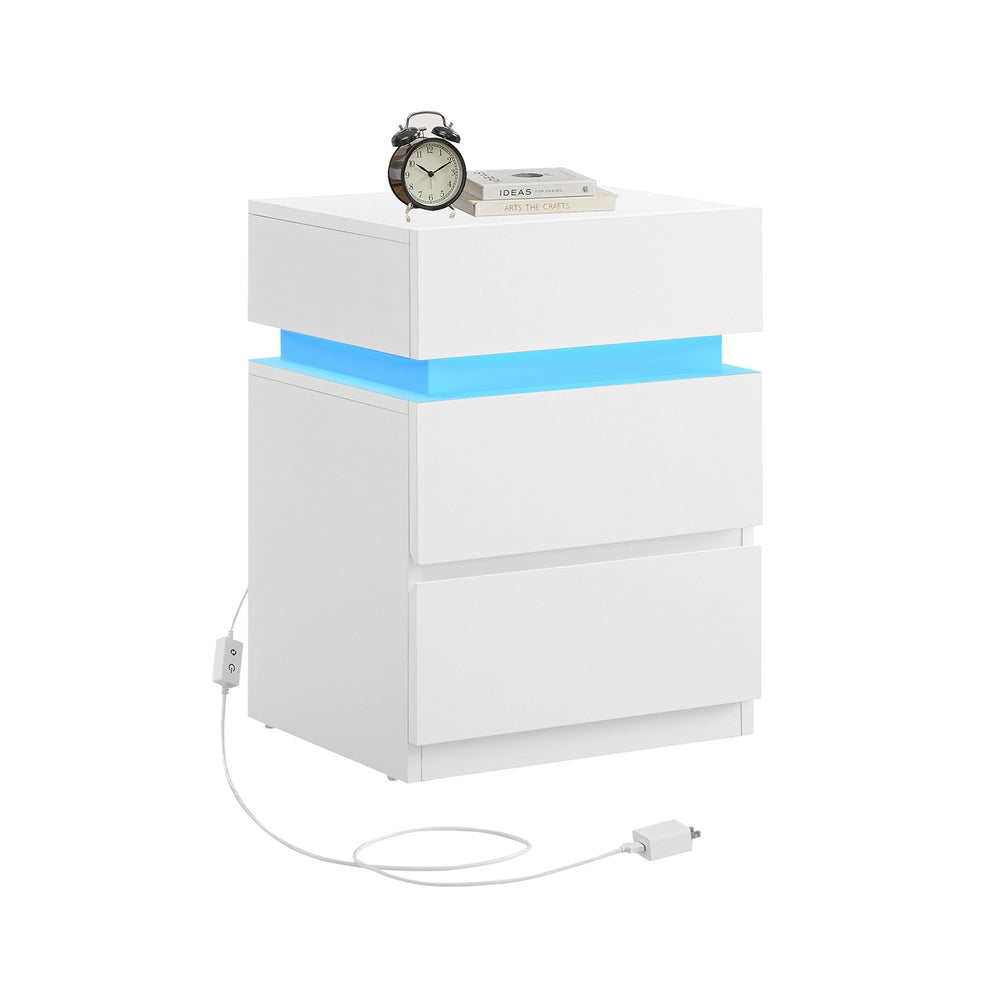 Nightstands With LED Lights - Modern Bedside Tables - Set Of 2