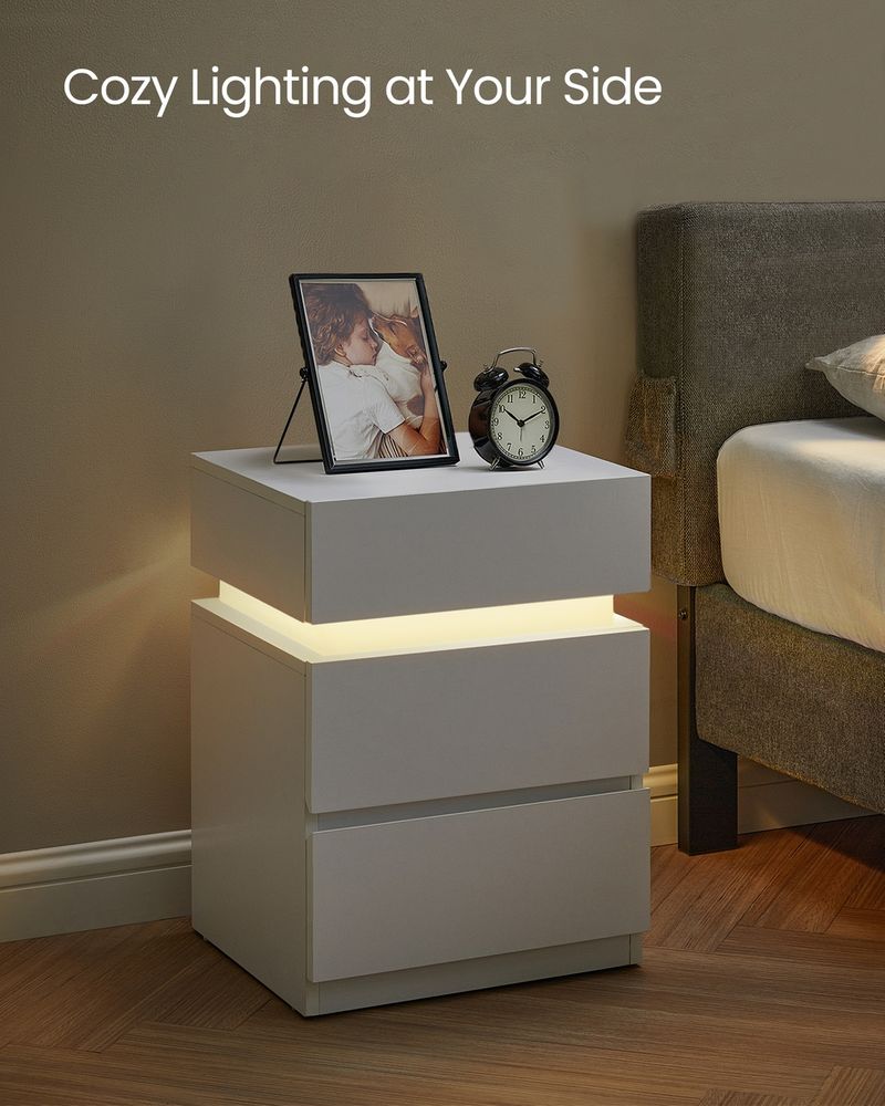 Nightstands With LED Lights - Modern Bedside Tables - Set Of 2