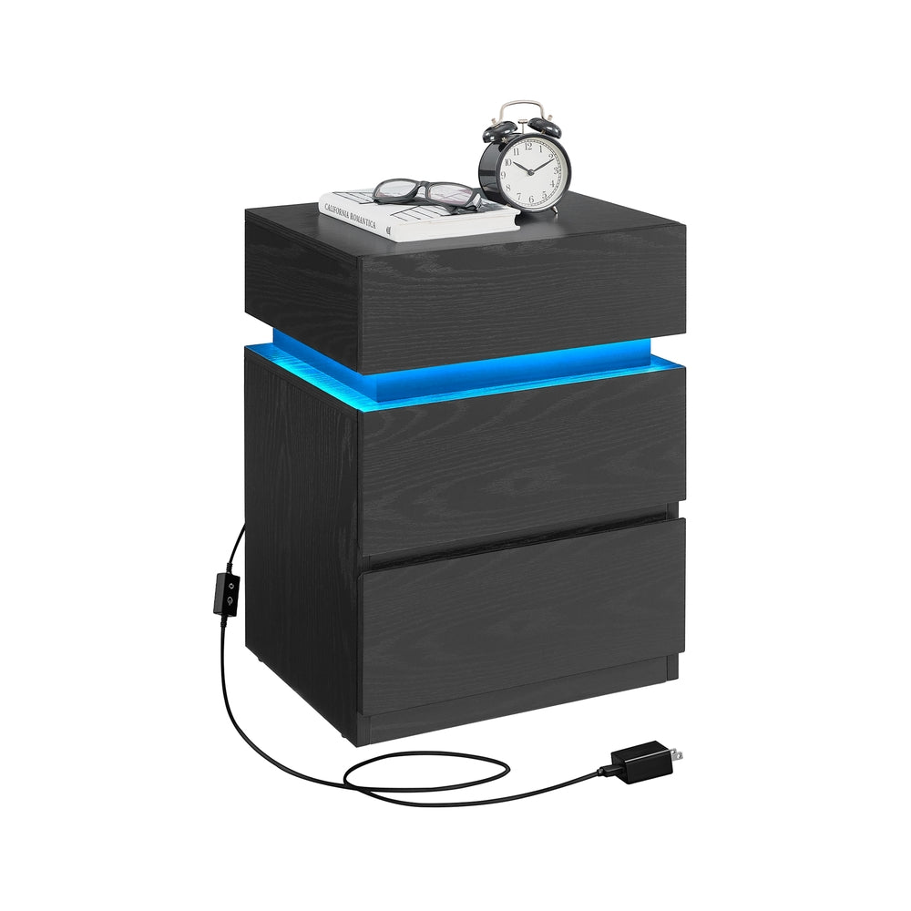 Nightstands With LED Lights - Modern Bedside Tables - Set Of 2