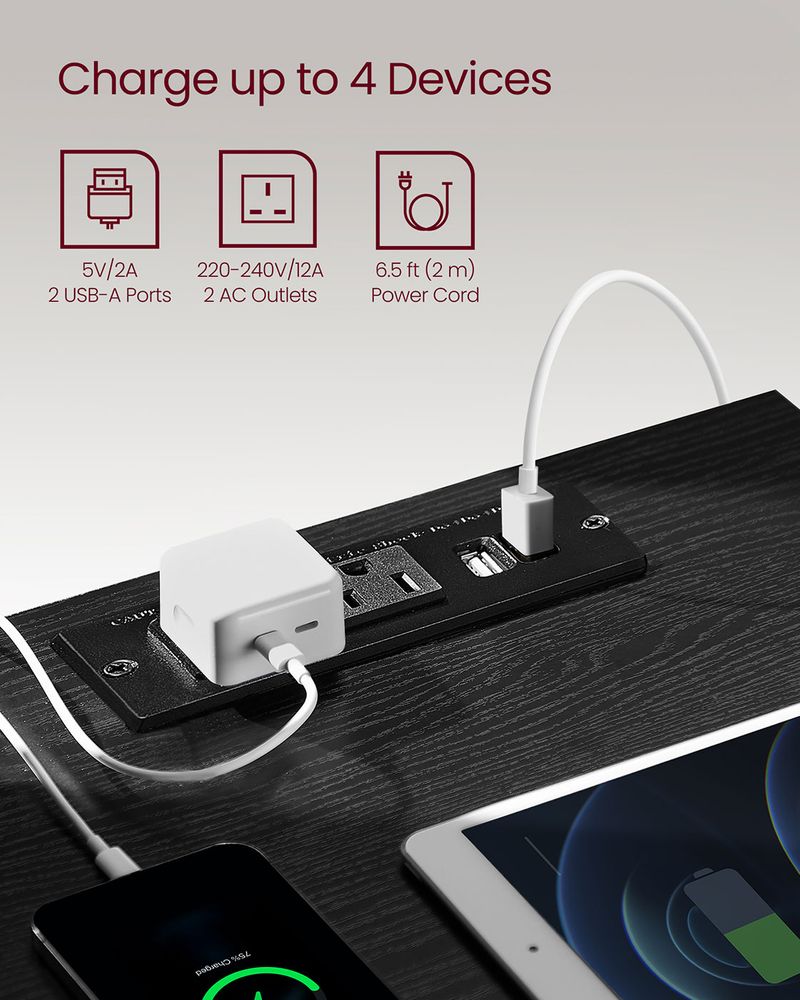 Nightstand With Charging Station - Modern Design - Bedside Table