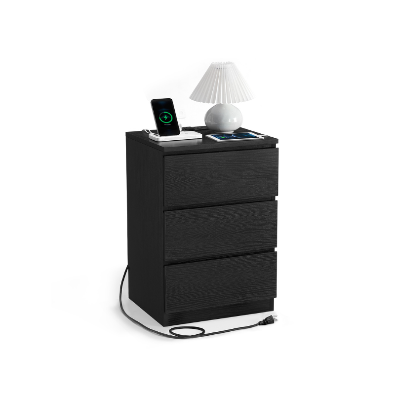Nightstand With Charging Station - Modern Design - Bedside Table