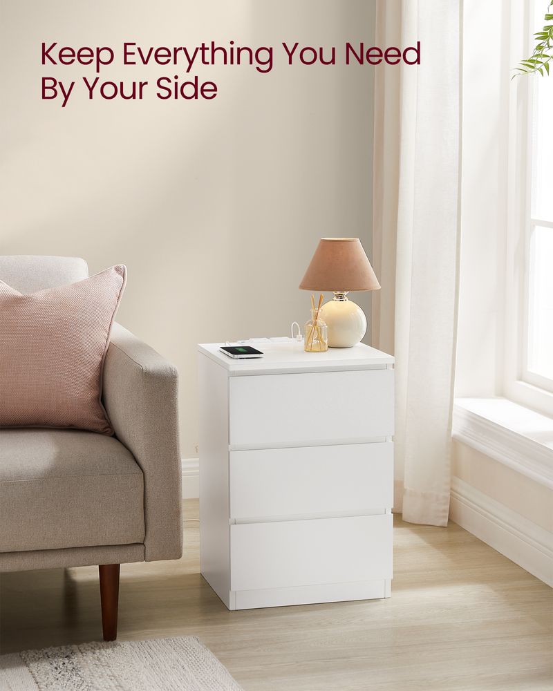 Nightstand With Charging Station - Modern Design - Bedside Table