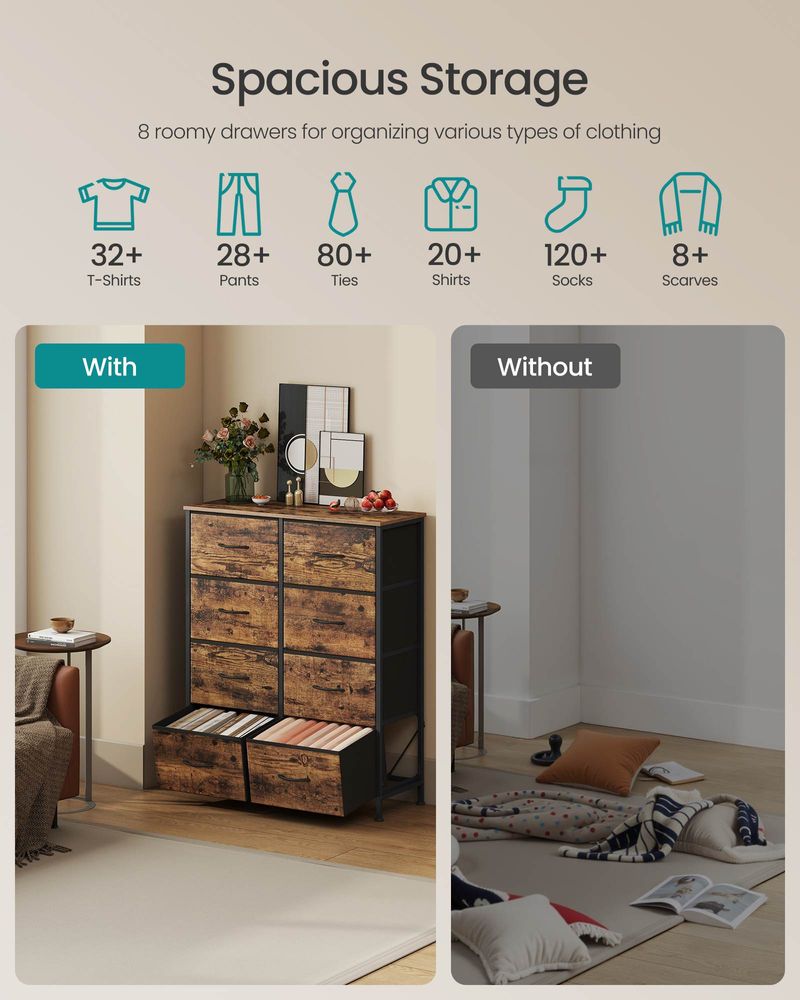 Dresser For Bedroom - Storage Organizer - TV Stand With Drawers