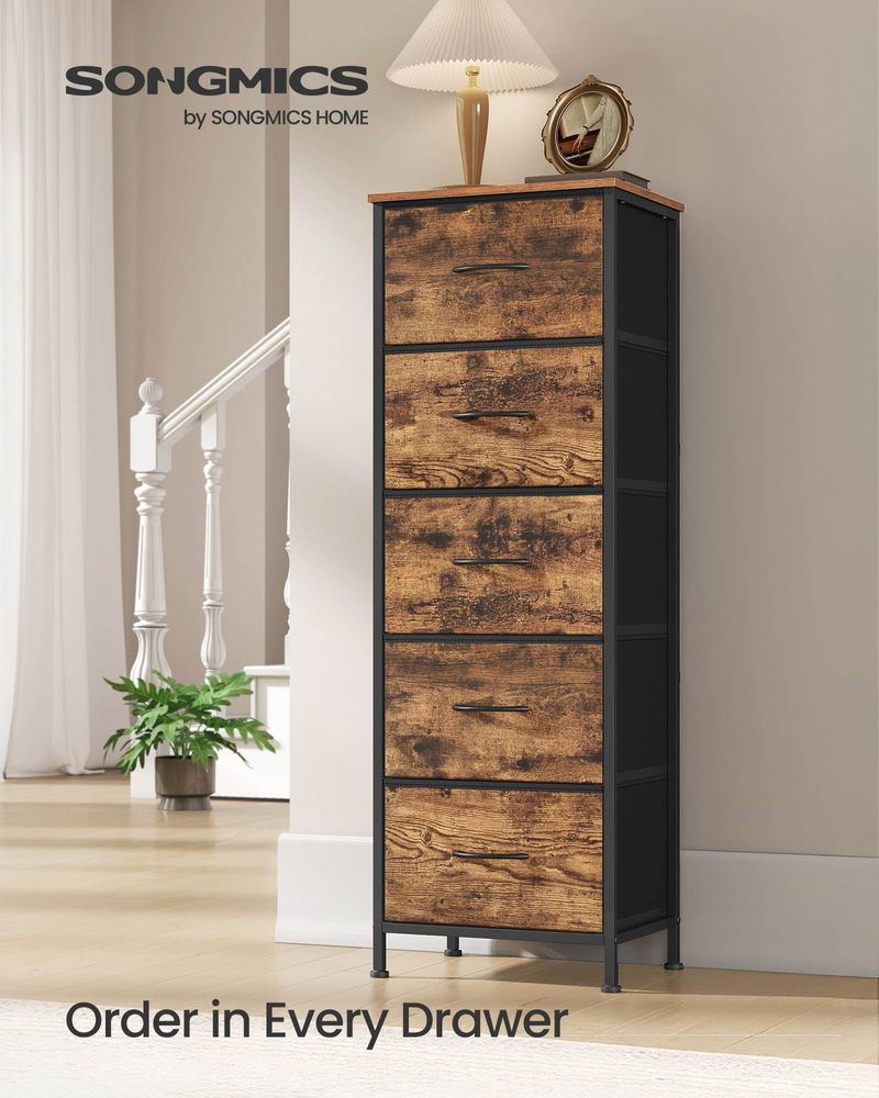 5 Drawer Dresser - Steel Frame - 46 Inch Tall Storage Organizer