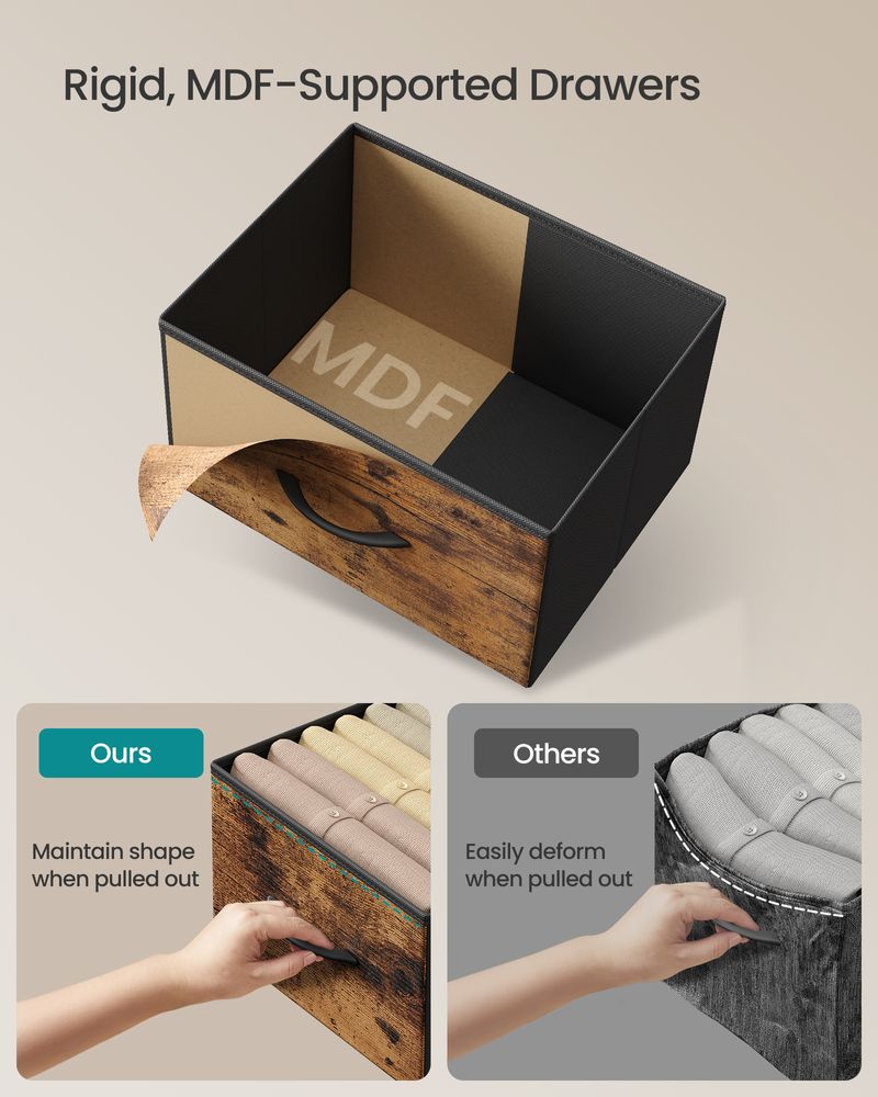 5 Drawer Dresser - Steel Frame - 46 Inch Tall Storage Organizer