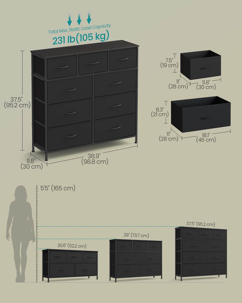 Dresser For Bedroom - Storage Organizer - TV Stand With Drawers