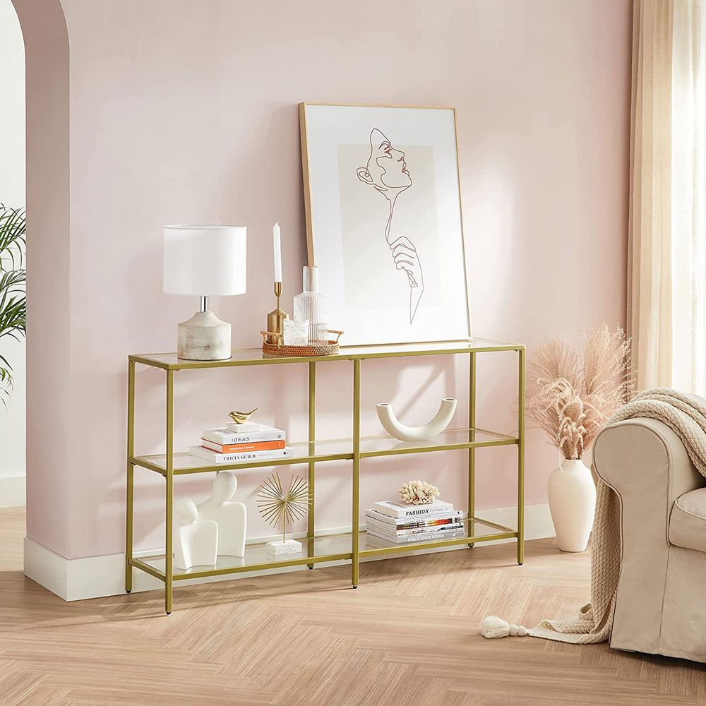 Console Table - 39.4 Inch - 3 Shelf Glass Storage