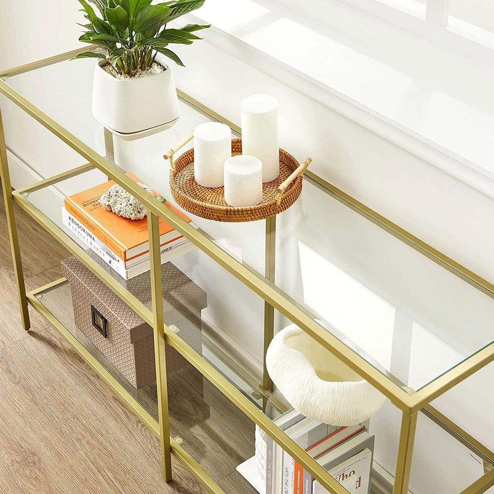 Console Table - 39.4 Inch - 3 Shelf Glass Storage