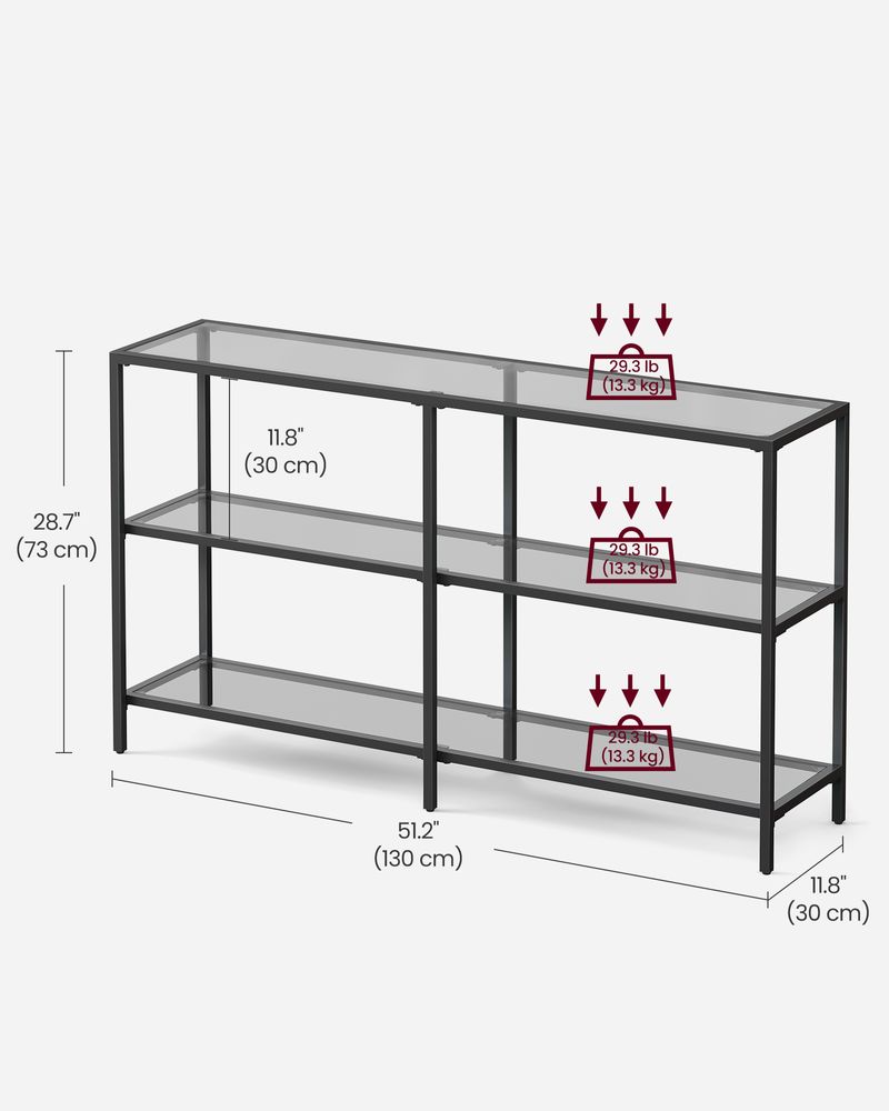 Console Table - 39.4 Inch - 3 Shelf Glass Storage