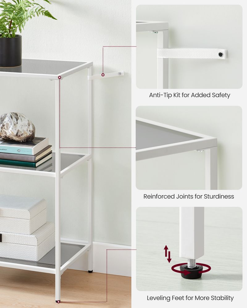 Console Table - 39.4 Inch - 3 Shelf Glass Storage