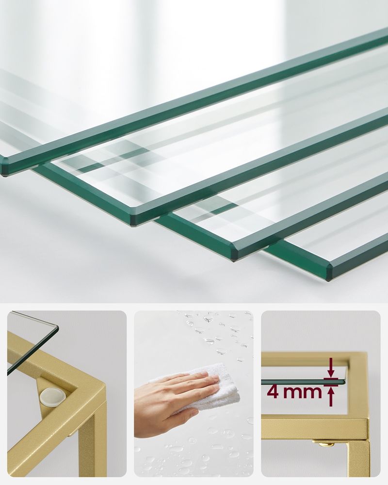 5 Tier Slim Bookcase Glass Shelves Narrow Storage Shelving Unit