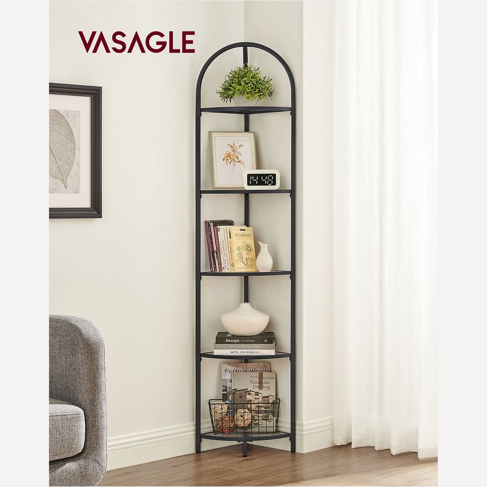 Glass Corner Shelf - 5 Tier - Tempered Glass Storage Rack