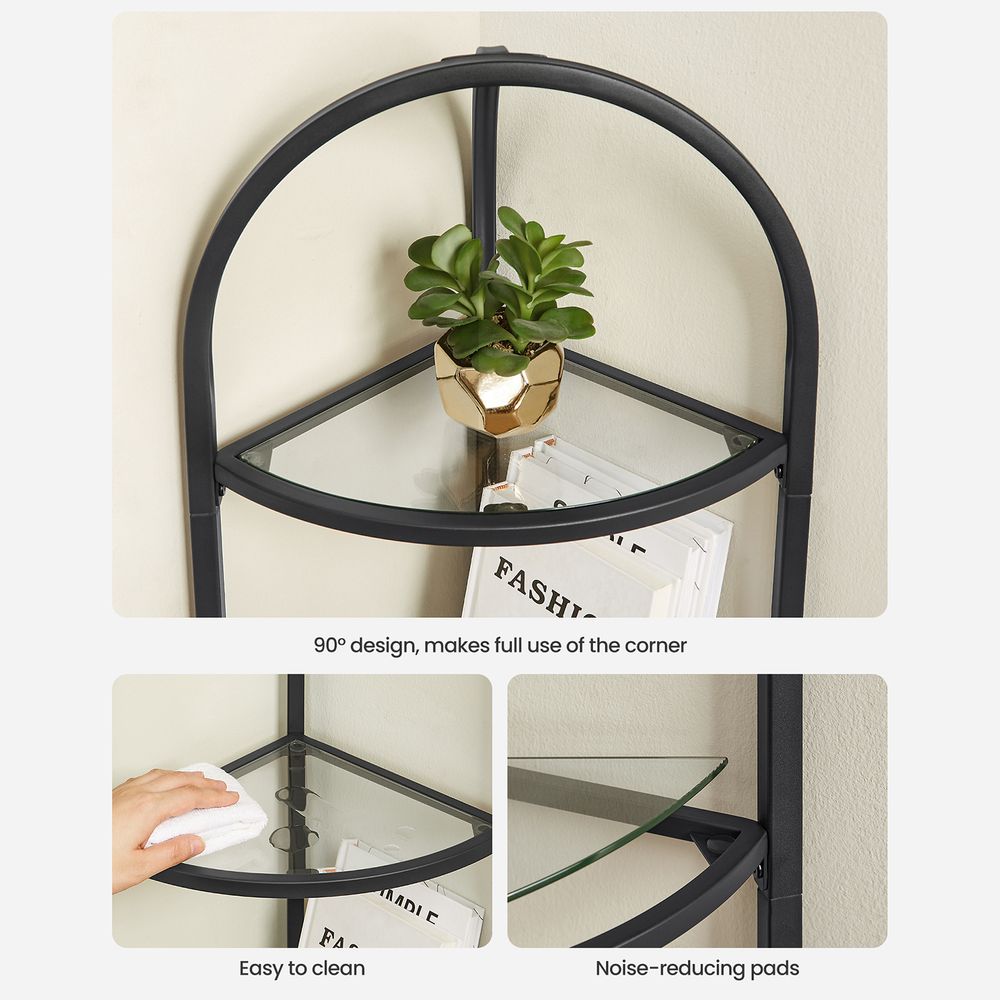 Glass Corner Shelf - 5 Tier - Tempered Glass Storage Rack