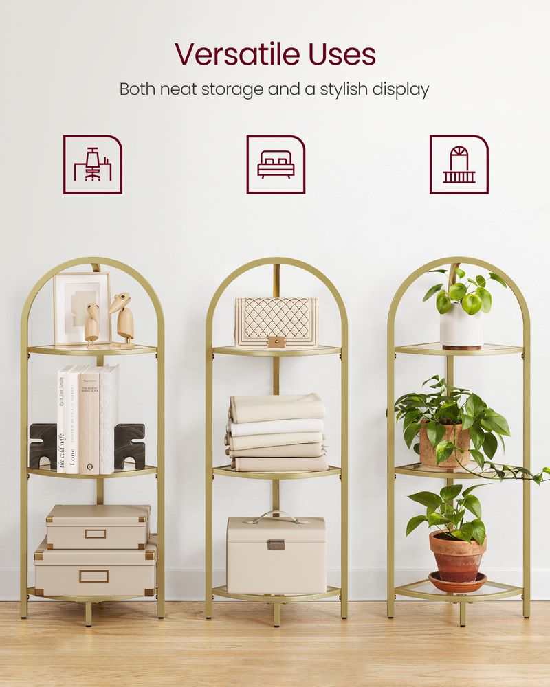 Glass Corner Shelf - 5 Tier - Tempered Glass Storage Rack