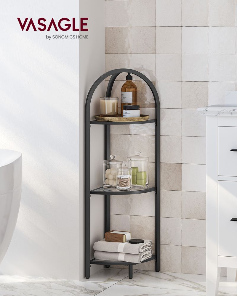 Glass Corner Shelf - 5 Tier - Tempered Glass Storage Rack