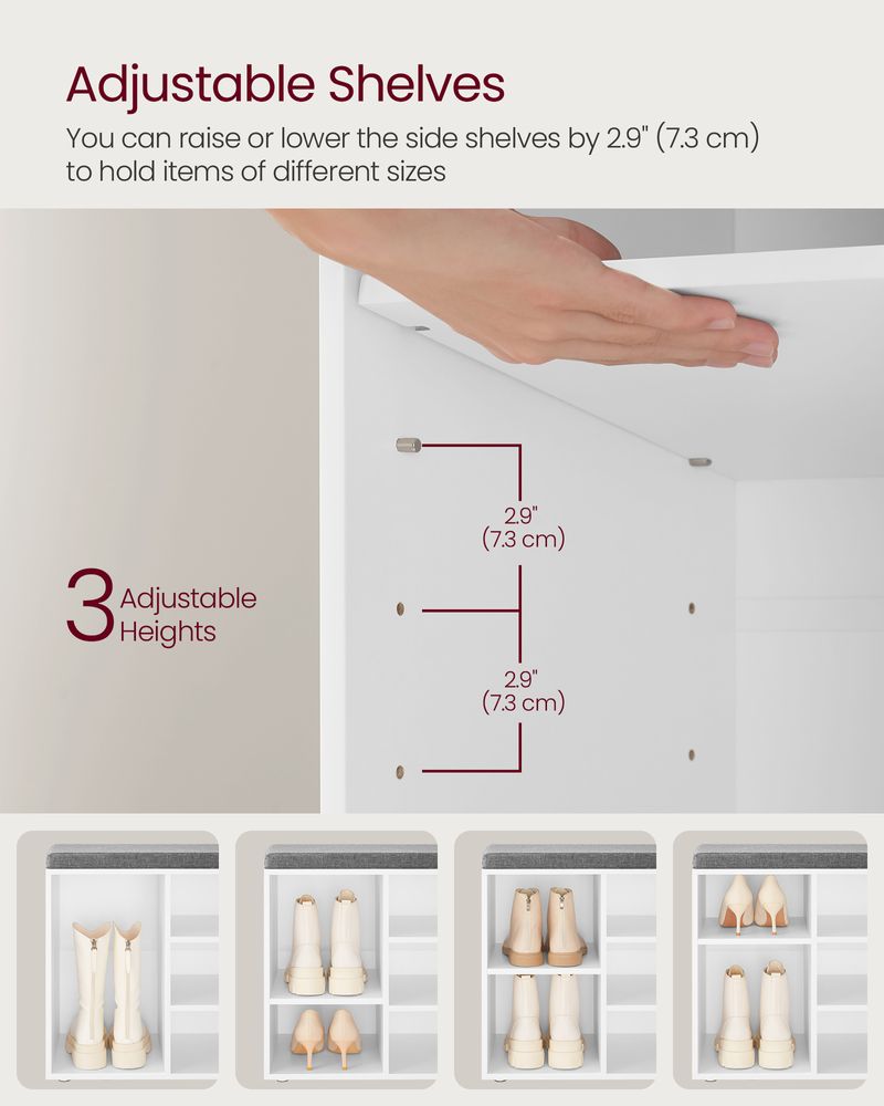 Shoe Bench With Cushion - 10 Compartments Storage - Entryway