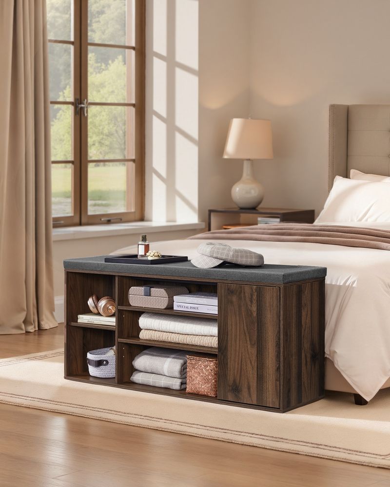 Storage Bench – Doors & Adjustable Shelves – Entryway Shoe Bench