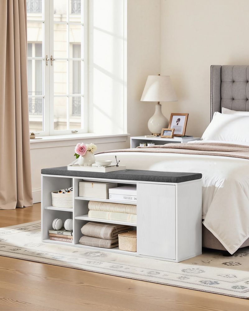 Storage Bench – Doors & Adjustable Shelves – Entryway Shoe Bench